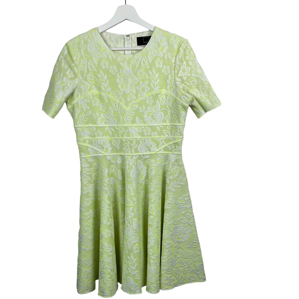 Dolce Vita Womens L Neon and Lace Floral Dress Back Zip Rare Lined Spring Summer